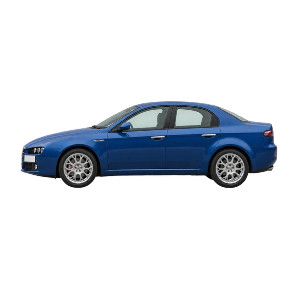 Alfa Romeo 159 2005 azul, vista lateral (voltada para a esquerda)