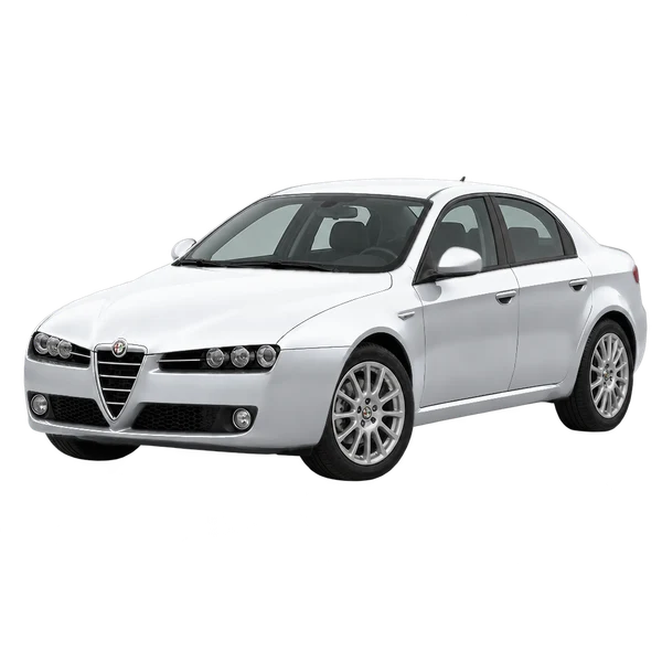 Alfa Romeo 159 2005 prata, vista dianteira em três quartos (voltada para a esquerda)