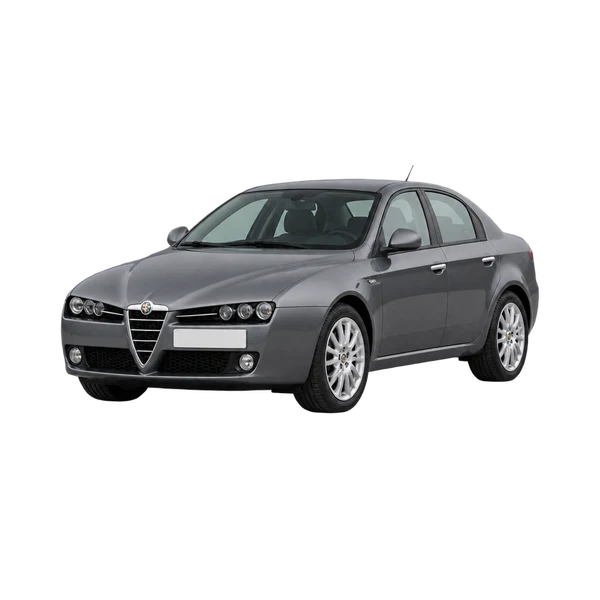 Alfa Romeo 159 2006 cinza, vista dianteira em três quartos (voltada para a esquerda)