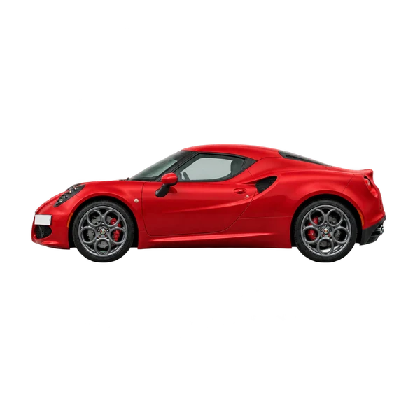 Alfa Romeo 4C 2013 باللون أحمر، منظر جانبي (متجه إلى اليسار)