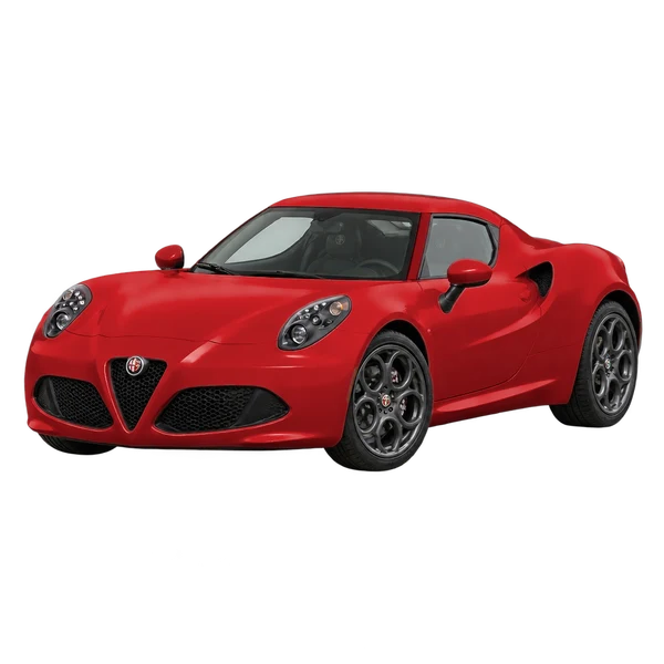 2020 Alfa Romeo 4C in rot, Ansicht: Dreiviertelansicht vorne (nach links gerichtet)