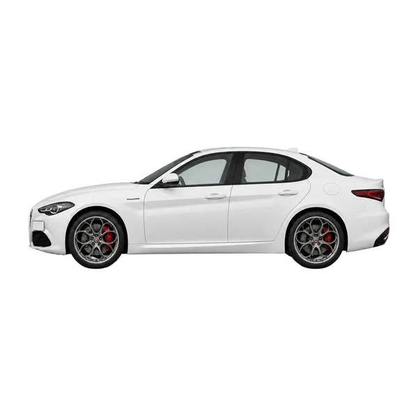 Alfa Romeo Giulia (952) 2027 باللون أبيض، منظر جانبي (متجه إلى اليسار)