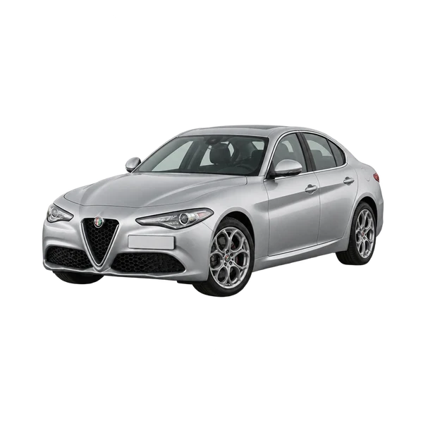 2016 Alfa Romeo Giulia in Silber, Ansicht: Dreiviertelansicht vorne (nach links gerichtet)