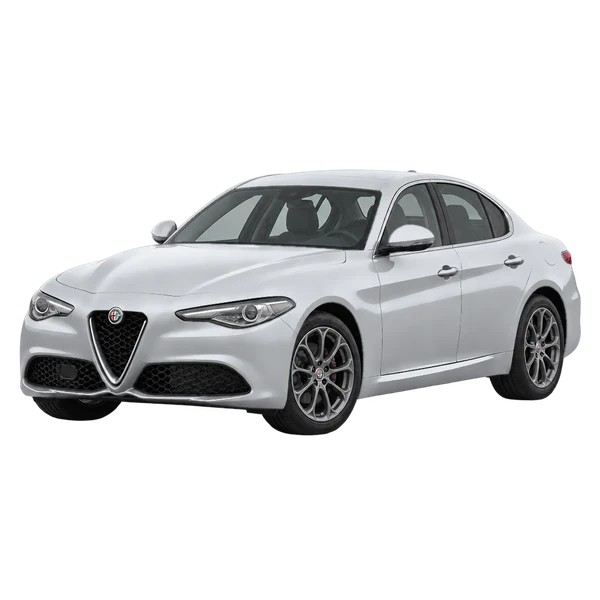 2020 Alfa Romeo Giulia in Silber, Ansicht: Dreiviertelansicht vorne (nach links gerichtet)