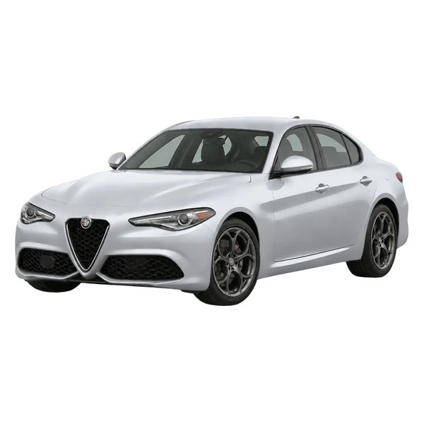 2021 Alfa Romeo Giulia in Silber, Ansicht: Dreiviertelansicht vorne (nach links gerichtet)