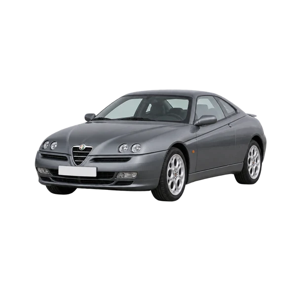 2003 Alfa Romeo GTV in grau, Ansicht: Dreiviertelansicht vorne (nach links gerichtet)