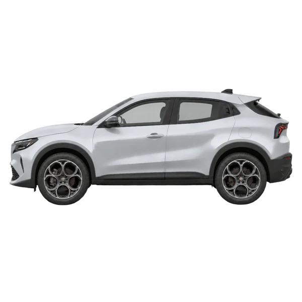 シルバーの2025 Alfa Romeo Junior（側面（左向き）ビュー）