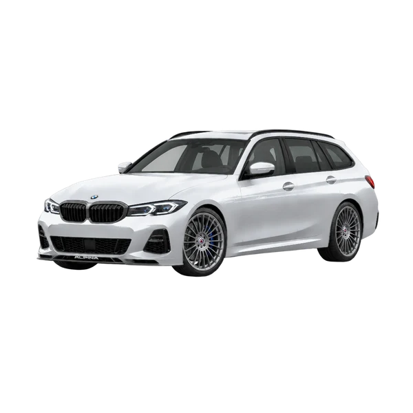 silver 2026 Alpina BMW Alpina B3 GT Touring front three-quarter (facing left) view