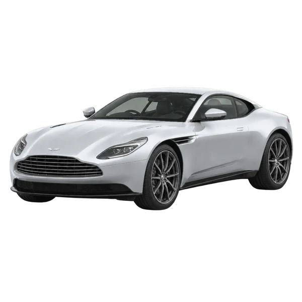 シルバーの2017 Aston Martin DB11(フロントスリークォーター(左向き)ビュー)