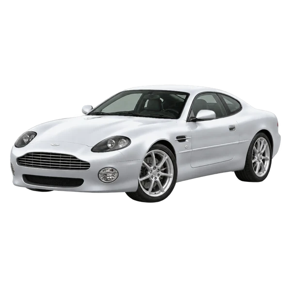 Aston Martin DB7 2024 prata, vista dianteira em três quartos (voltada para a esquerda)