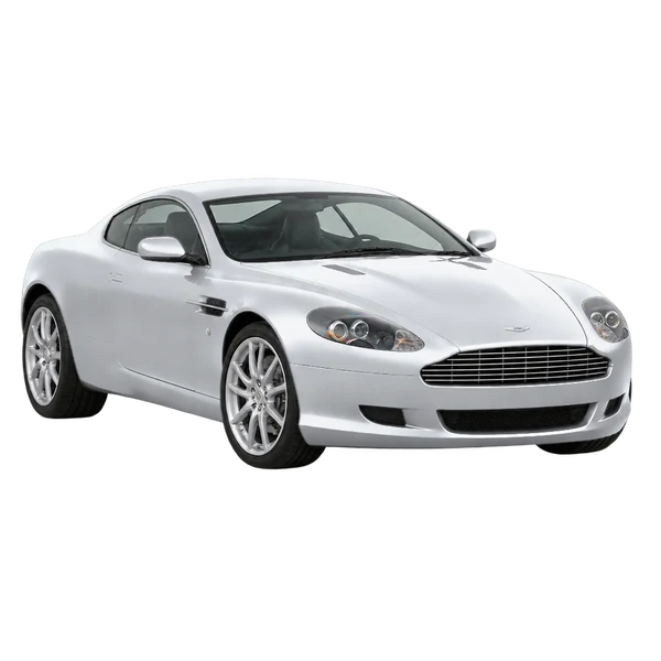シルバーの2011 Aston Martin DB9(フロントスリークォーター(左向き)ビュー)