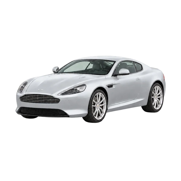 Aston Martin DB9 2015 en plateado, vista frontal tres cuartos (hacia la izquierda)