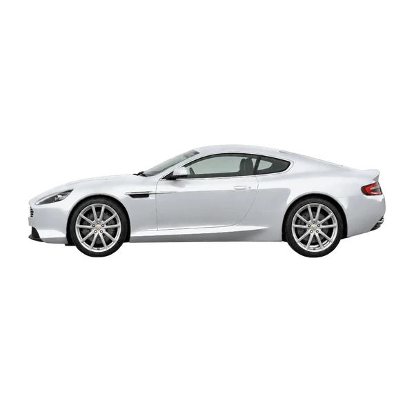 Aston Martin DB9 2015 en plateado, vista lateral (mirando a la izquierda)