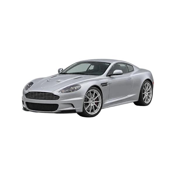 Aston Martin DBS 2009 argent, vue trois-quarts avant (orienté vers la gauche)