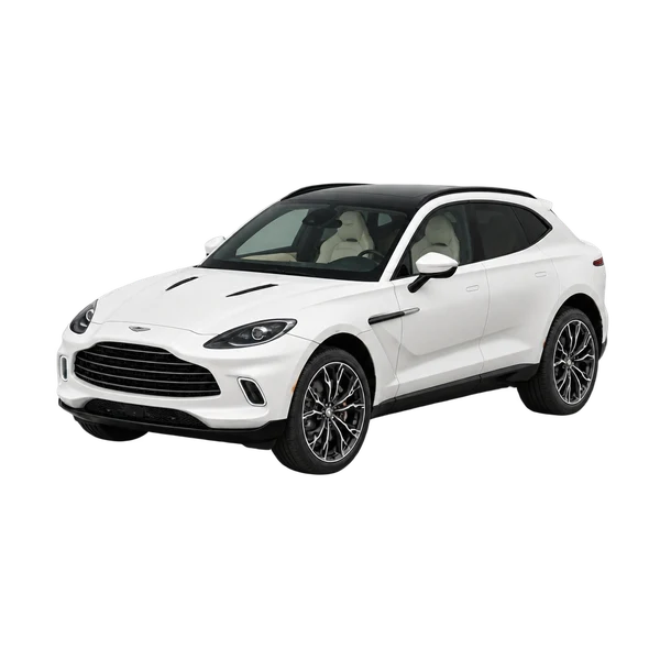 2020 Aston Martin DBX in weiß, Ansicht: Dreiviertelansicht vorne (nach links gerichtet)
