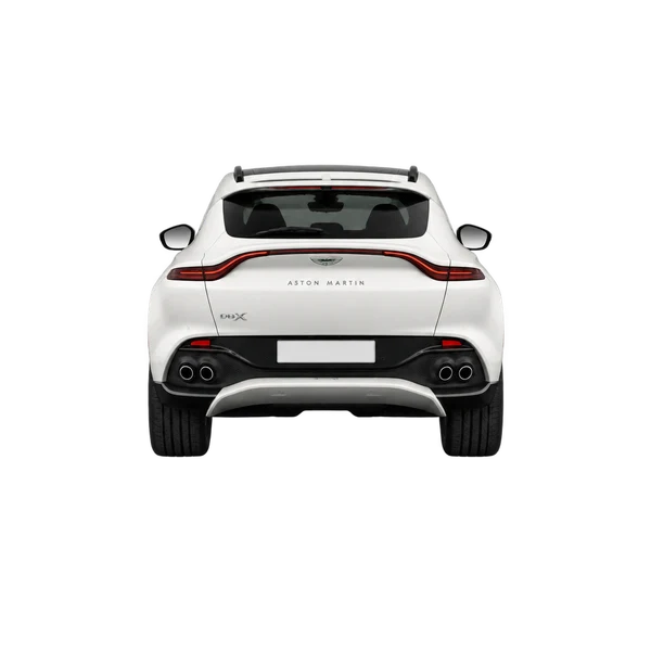 2020 Aston Martin DBX in weiß, Ansicht: Heck