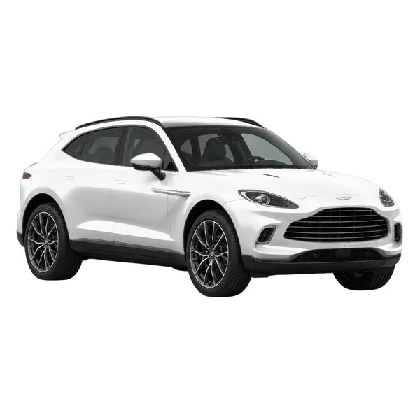 2021 Aston Martin DBX in weiß, Ansicht: Dreiviertelansicht vorne (nach links gerichtet)