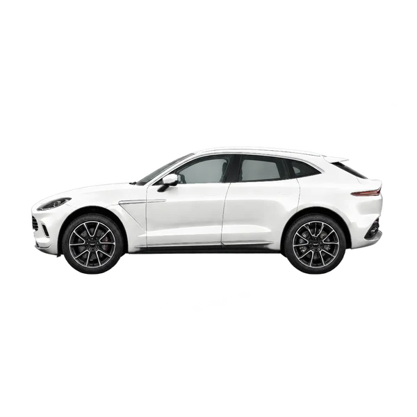 2021 Aston Martin DBX in weiß, Ansicht: Seite (nach links gerichtet)