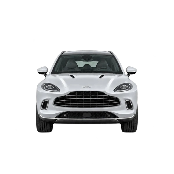 シルバーの2023 Aston Martin DBX（正面ビュー）