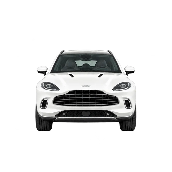 ホワイトの2023 Aston Martin DBX（正面ビュー）