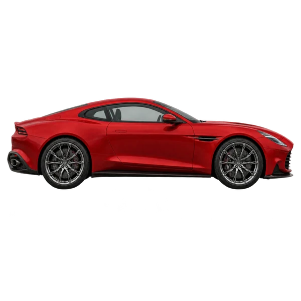 Aston Martin Vanquish 2026 rouge, vue profil (tourné vers la droite)