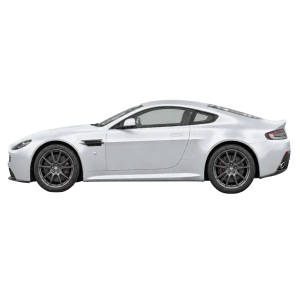 Aston Martin Vantage 2016 prata, vista lateral (voltada para a esquerda)