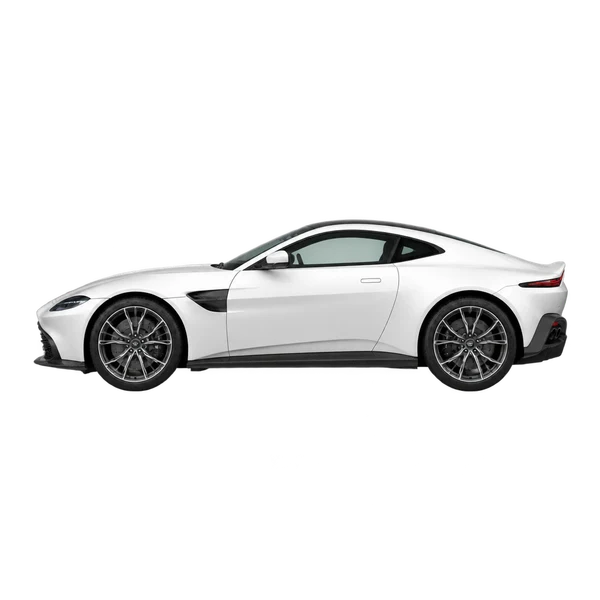 2018 Aston Martin Vantage in weiß, Ansicht: Seite (nach links gerichtet)