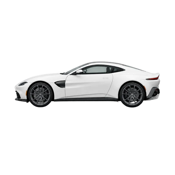 2019 Aston Martin Vantage in weiß, Ansicht: Seite (nach links gerichtet)