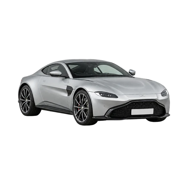 2021 Aston Martin Vantage in Silber, Ansicht: Dreiviertelansicht vorne (nach links gerichtet)