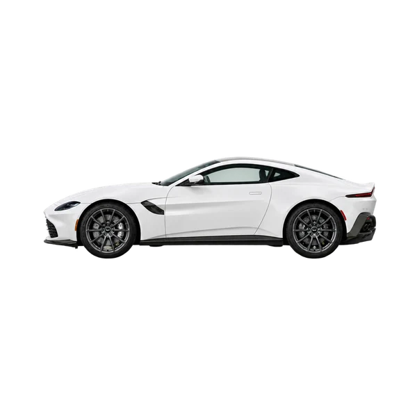 2023 Aston Martin Vantage in weiß, Ansicht: Seite (nach links gerichtet)