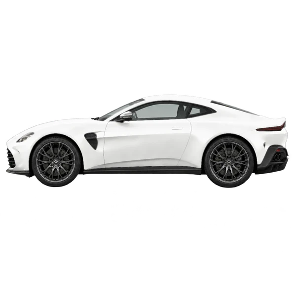 2025 Aston Martin Vantage in weiß, Ansicht: Seite (nach links gerichtet)