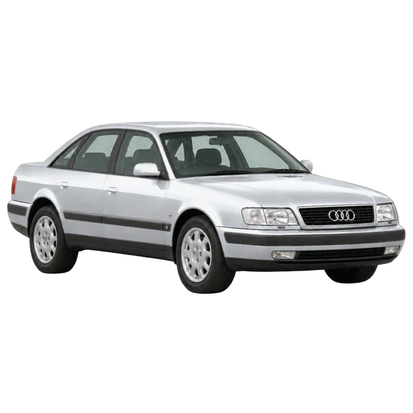 Audi 100 1993 prata, vista três quartos dianteiro (voltado para a direita)