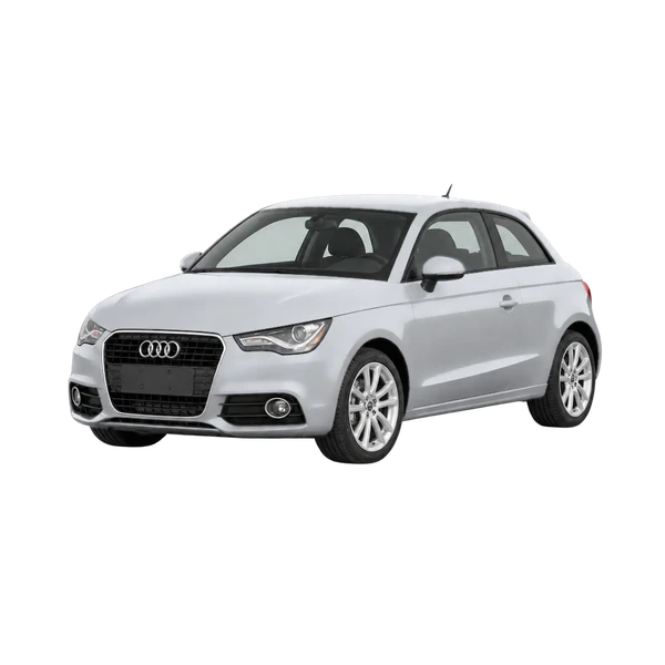 Audi A1 2010 باللون فضي، منظر منظر أمامي بزاوية ثلاثة أرباع (متجه لليسار)