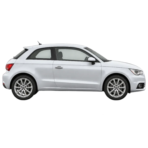 Audi A1 2014 باللون فضي، منظر منظر جانبي (باتجاه اليمين)