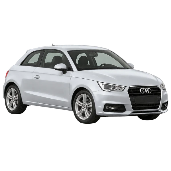 Audi A1 2015 en plateado, vista tres cuartos frontal (mirando a la derecha)