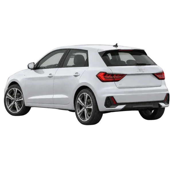 silver 2021 Audi A1 rear three-quarter (facing left) view