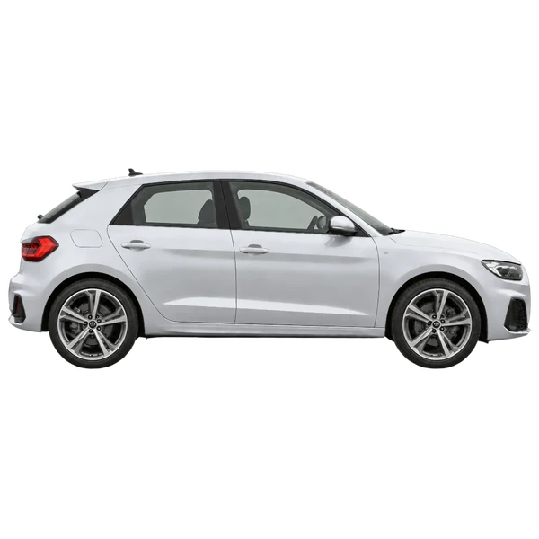 silver 2021 Audi A1 side (facing right) view