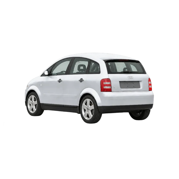 Audi A2 2000 argent, vue trois-quarts arrière (orienté vers la gauche)
