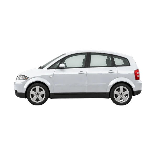 Audi A2 2000 argent, vue côté (vers la gauche)