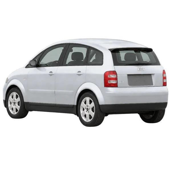 2002 Audi A2 in Silber, Ansicht: Dreiviertelansicht von hinten (nach links gerichtet)