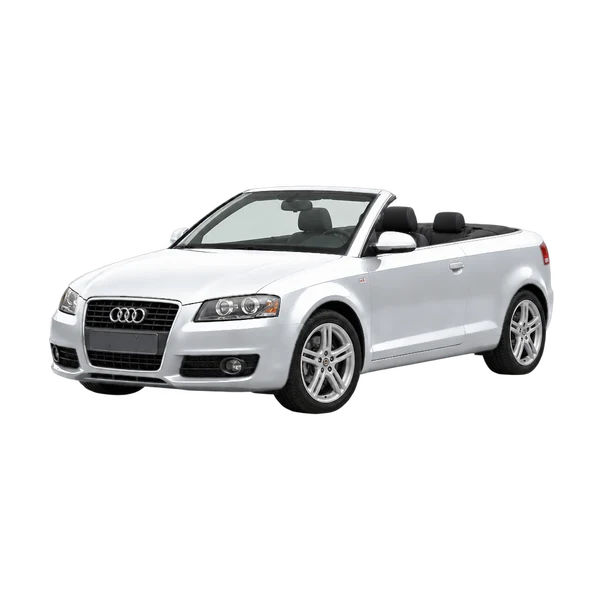 Audi A3 Cabriolet 2008 prata, vista dianteira em três quartos (voltada para a esquerda)