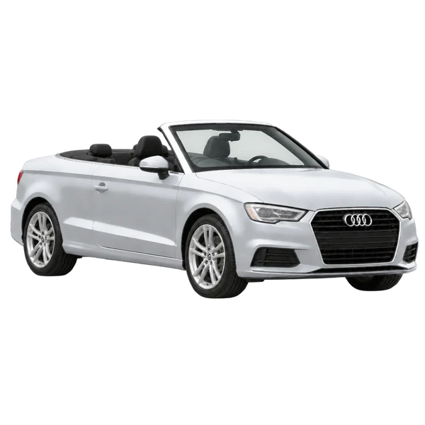 2018 Audi A3 Cabriolet in Silber, Ansicht: Dreiviertelansicht vorne (nach rechts)
