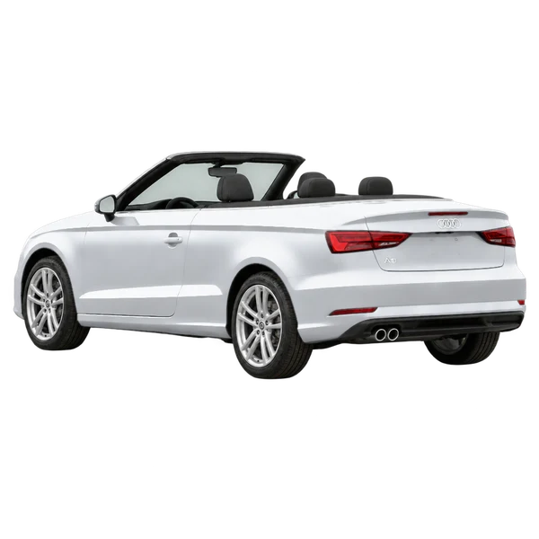 2018 Audi A3 Cabriolet in Silber, Ansicht: Dreiviertelansicht von hinten (nach links gerichtet)