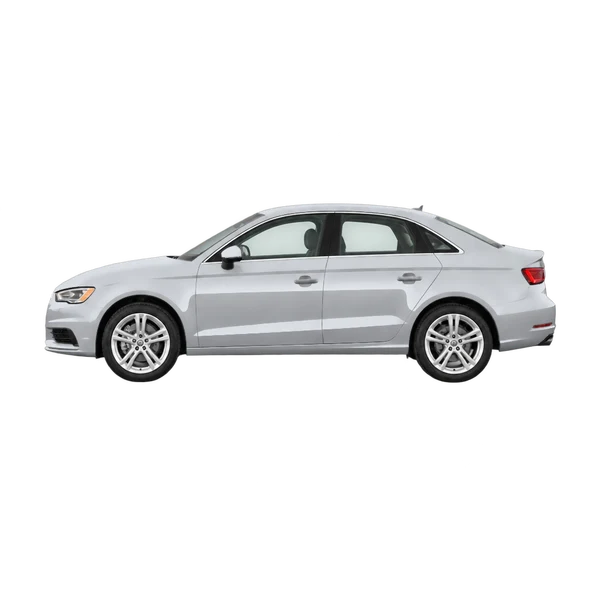 Audi A3 Limousine 2013 باللون فضي، منظر جانبي (متجه إلى اليسار)