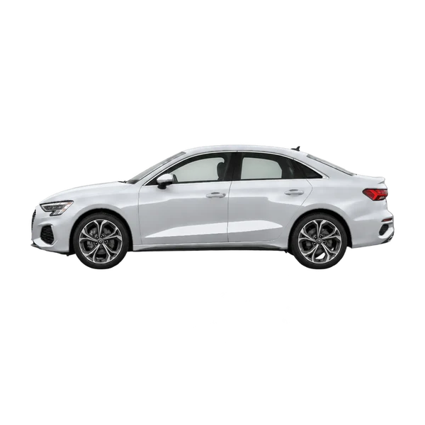 Audi A3 Sedan 2025 prata, vista lateral (voltada para a esquerda)