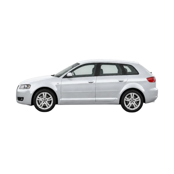 Audi A3 Sportback 2006 en plateado, vista lateral (mirando a la izquierda)