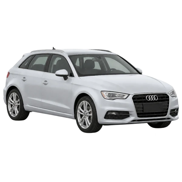 Audi A3 Sportback 2013 en plateado, vista frontal tres cuartos (hacia la izquierda)