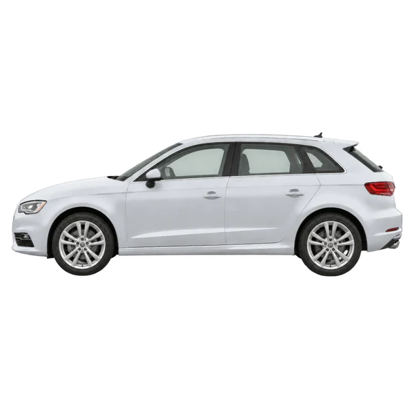 Audi A3 Sportback 2013 en plateado, vista lateral (mirando a la izquierda)