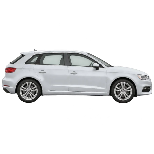 Audi A3 Sportback 2013 en plateado, vista lateral (hacia la derecha)