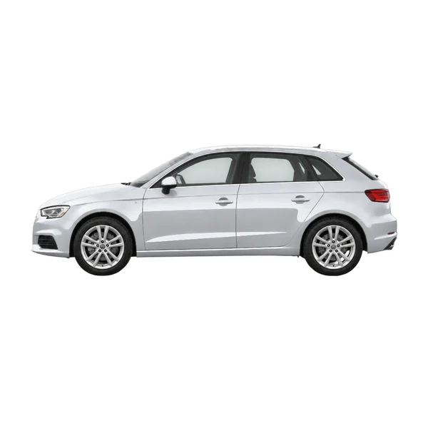 Audi A3 Sportback 2015 en plateado, vista lateral (mirando a la izquierda)
